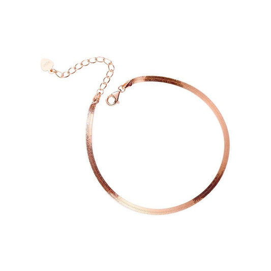 Sterling Silver Rose Gold Plated Flat Chain Bracelet