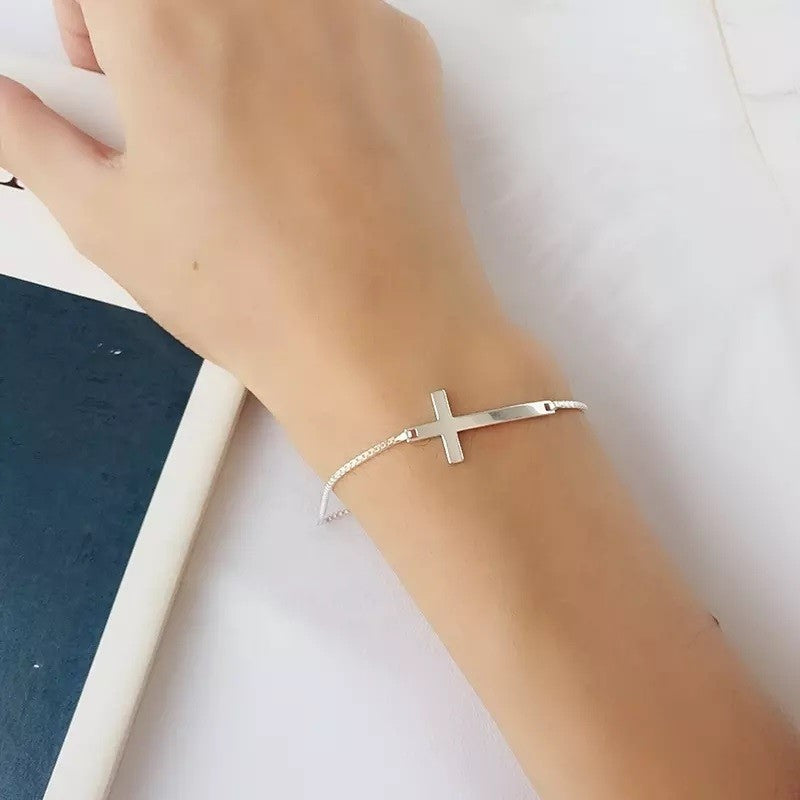 Sterling Silver Cross Bracelet