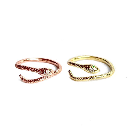 Sterling Silver Rose Gold Plated Snake Ring