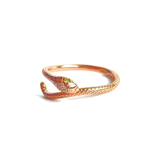 Sterling Silver Rose Gold Plated Snake Ring