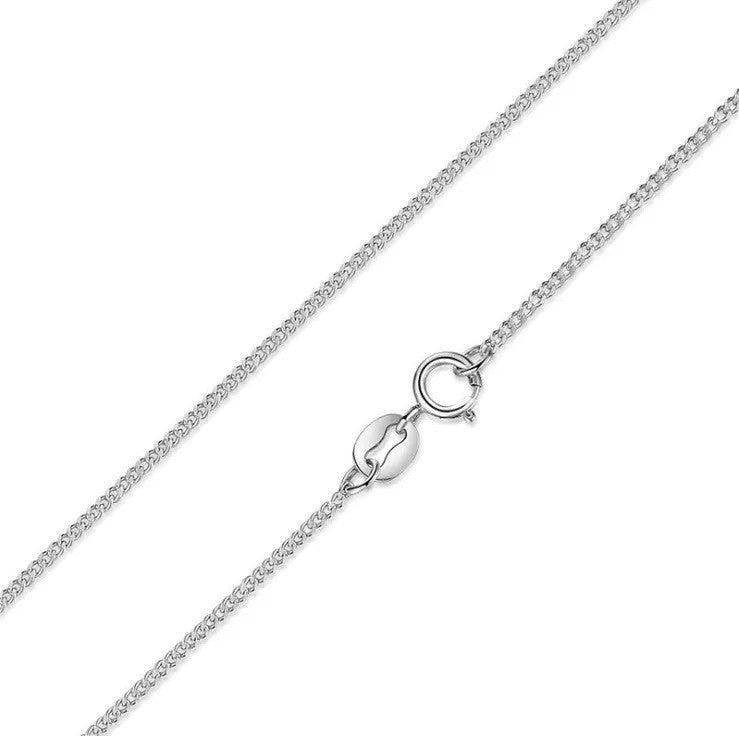 Sterling Silver Rhodium Plated 1.35 mm Curb Chain