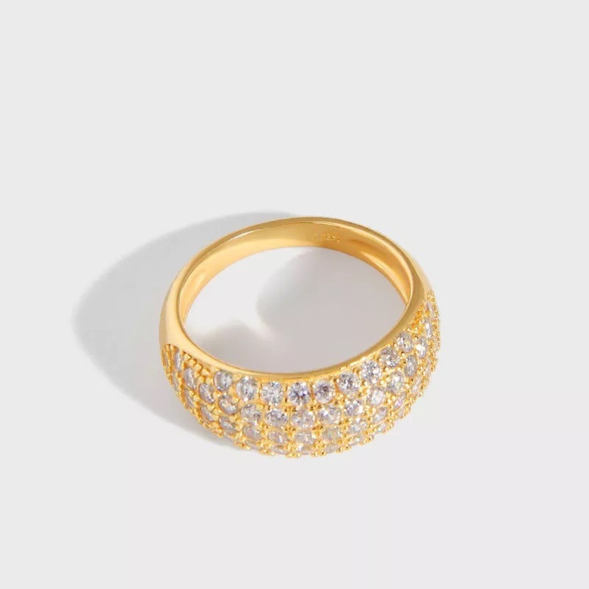 Sterling Silver Gold Plated Five Row CZ Ring