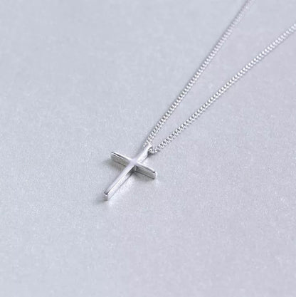 Sterling Silver Rhodium Plated Cross Necklace