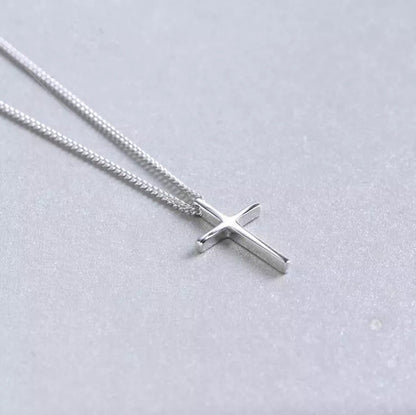 Sterling Silver Rhodium Plated Cross Necklace