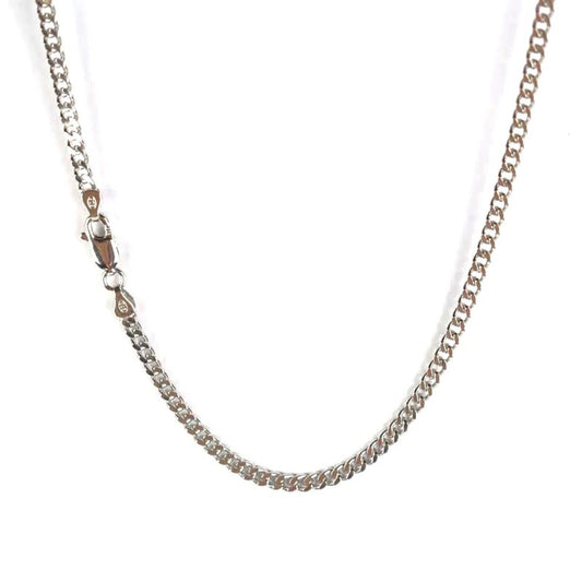 Sterling Silver Rhodium Plated 3 mm Curb Chain