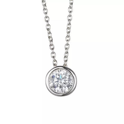 Sterling Silver Rhodium Plated CZ Crystal Necklace