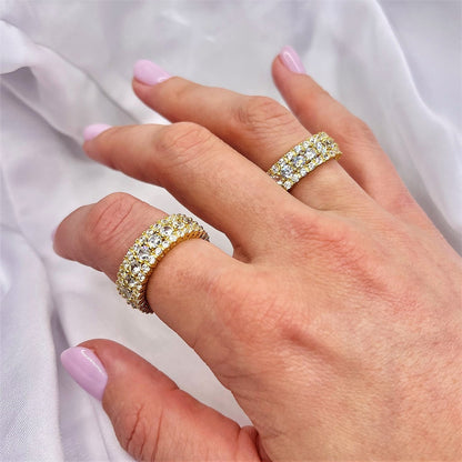 Sterling Silver Gold Plated CZ Band Ring