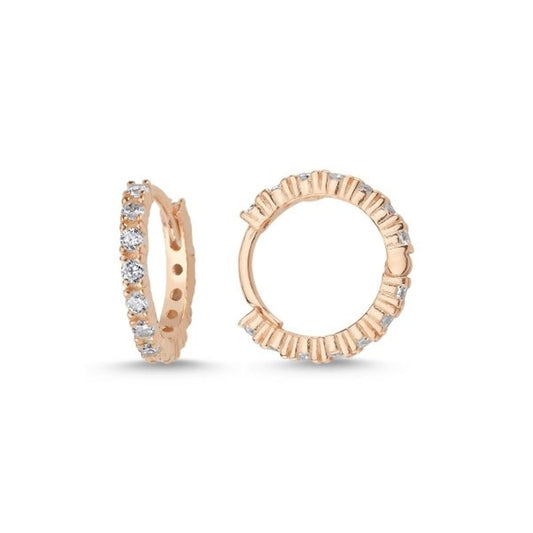 Silver Rose Gold Plated 16 - 23 mm CZ Hoops