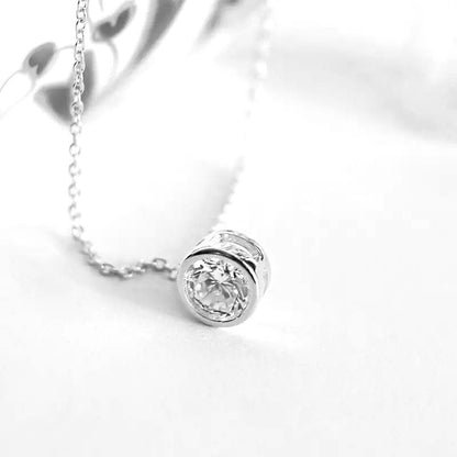 Sterling Silver Rhodium Plated CZ Crystal Necklace