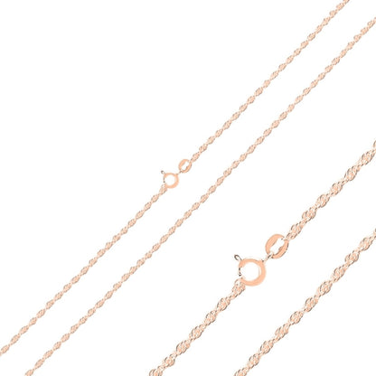 Sterling Silver Rose Gold Plated 1.8 mm Rope Chain