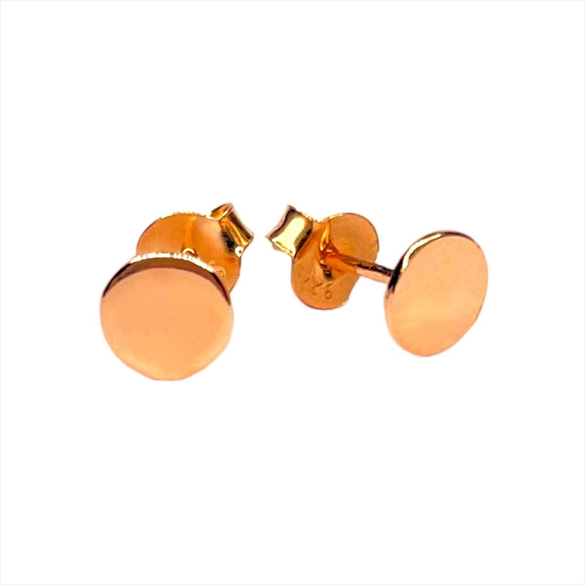 Sterling Silver Rose Gold Plated Round Studs