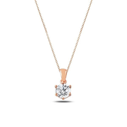 Sterling Silver Rose Gold Plated CZ Crystal Necklace