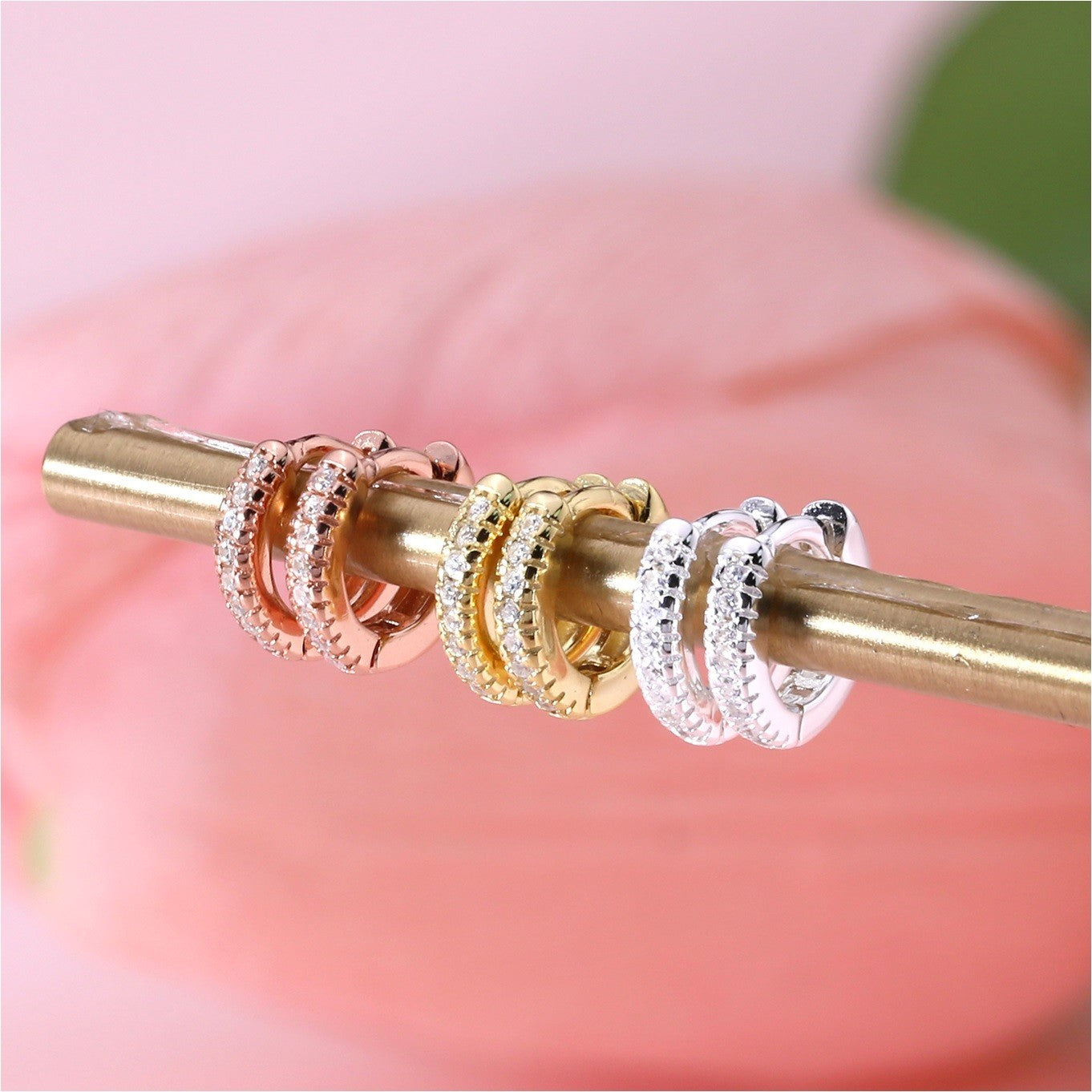 Sterling Silver Gold Plated 12 - 20 mm CZ Hoops