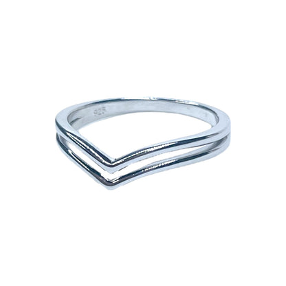 Sterling Silver Rhodium Plated Double Ring