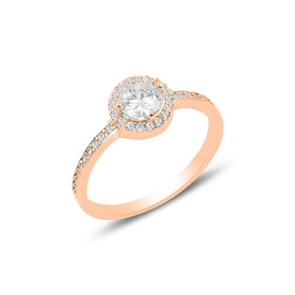 Sterling Silver Rose Gold Plated CZ Ring "Soleste"