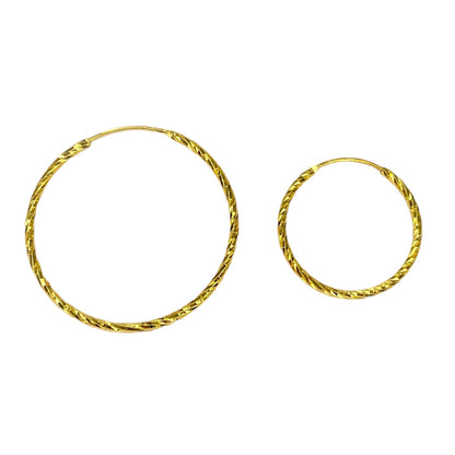 Sterling Silver Gold Plated 30 - 40 mm Twisted Hoops