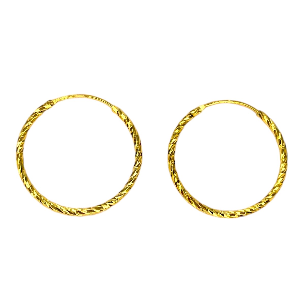 Sterling Silver Gold Plated 30 - 40 mm Twisted Hoops