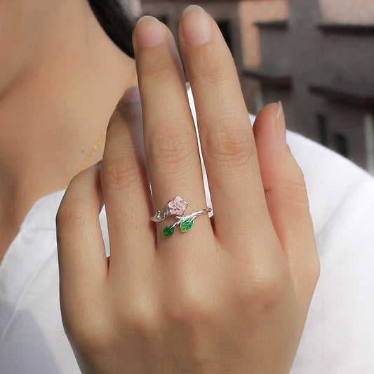 Sterling Silver Enamel Flower Ring