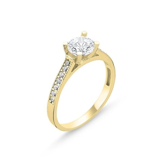 Sterling Silver Gold Plated CZ Crystal Ring