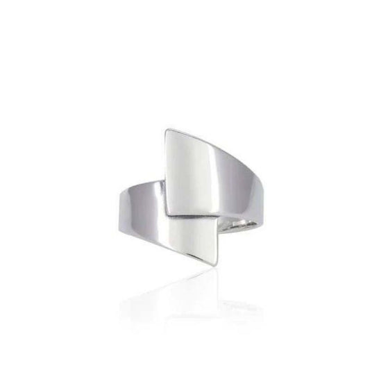 Sterling Silver Rhodium Plated Wide Ring