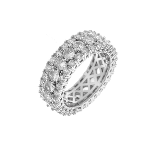 Sterling Silver Rhodium Plated CZ Band Ring