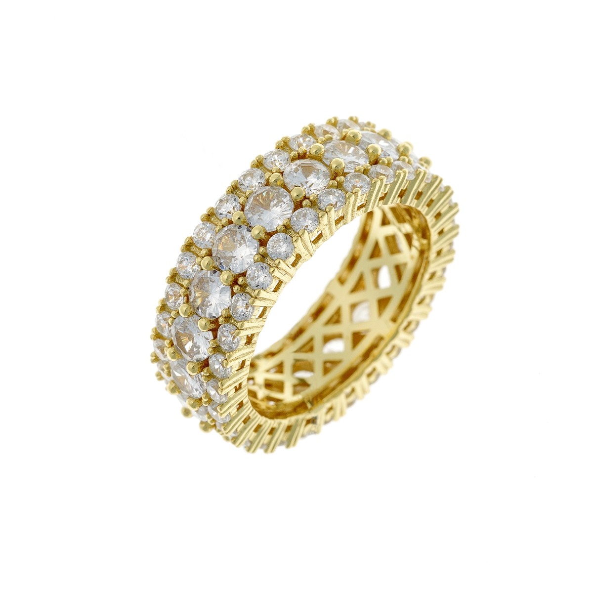 Sterling Silver Gold Plated CZ Band Ring