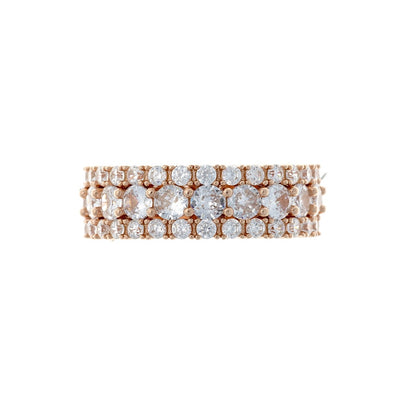 Sterling Silver Rose Gold Plated CZ Band Ring