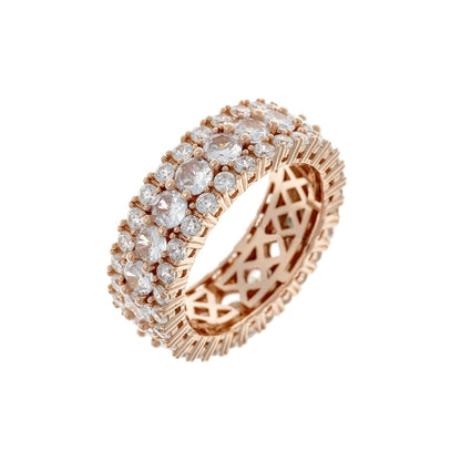 Sterling Silver Rose Gold Plated CZ Band Ring