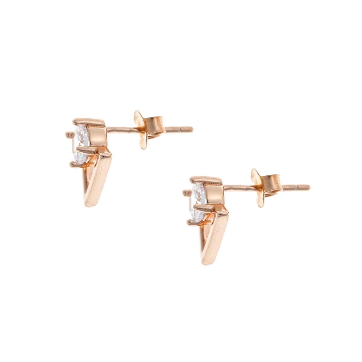 Sterling Silver Rose Gold Plated CZ Studs