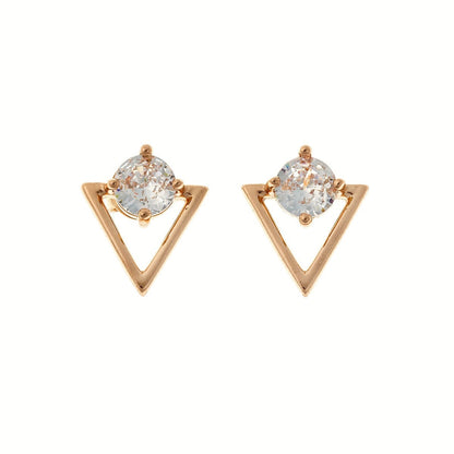 Sterling Silver Rose Gold Plated CZ Studs