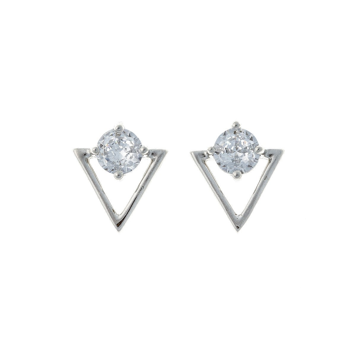 Sterling Silver Rhodium Plated CZ Studs