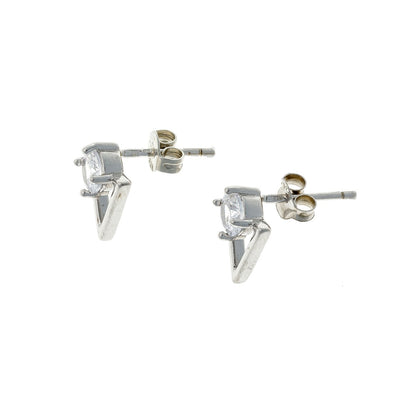 Sterling Silver Rhodium Plated CZ Studs