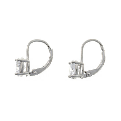 Sterling Silver Rhodium Plated CZ Drop Earrings