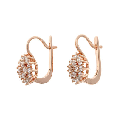 Sterling Silver Rose Gold Plated English Lock Earrings