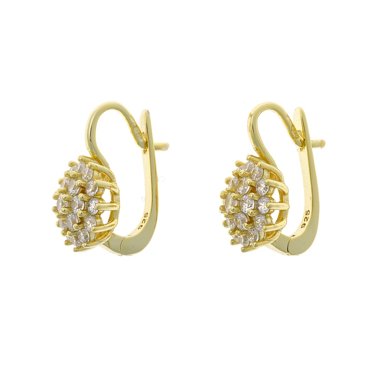 Sterling Silver Gold Plated English Lock Earrings