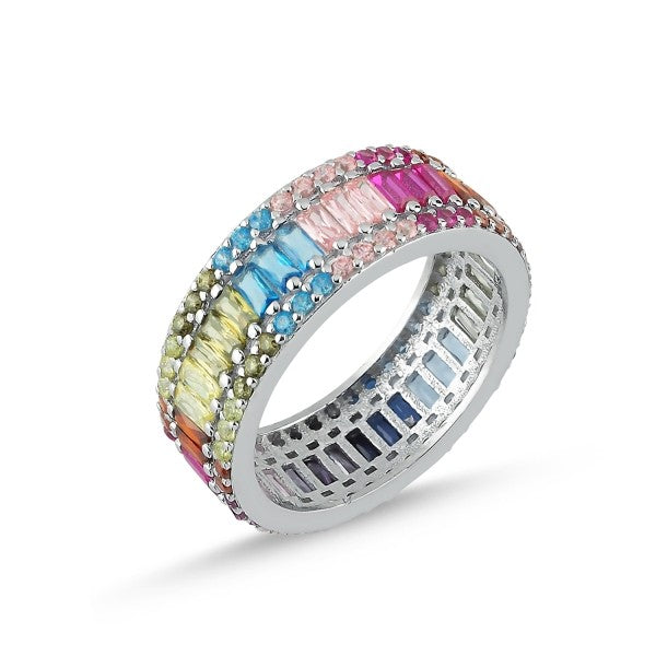 Sterling Silver Rhodium Plated CZ Band Ring