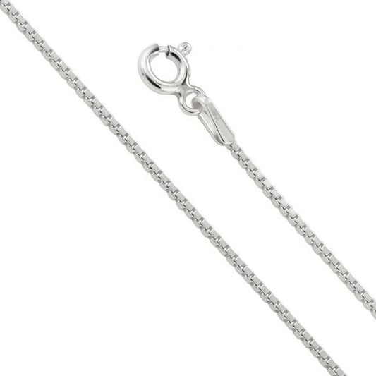 Sterling Silver Rhodium Plated 0.9 mm Box Chain