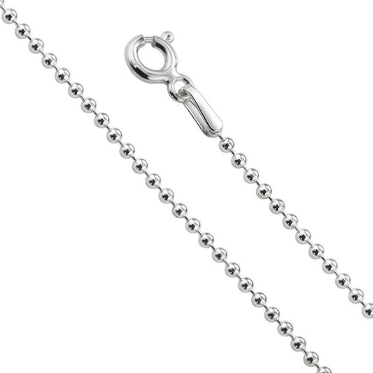 Sterling Silver Rhodium Plated 2 mm Ball Bead Chain