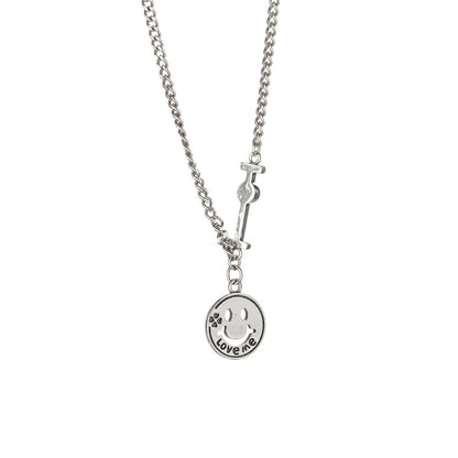 Sterling Silver Rhodium Plated Smile Necklace