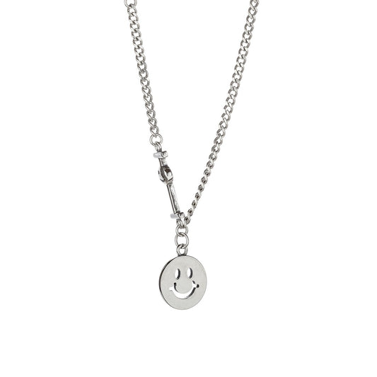 Sterling Silver Rhodium Plated Smile Necklace