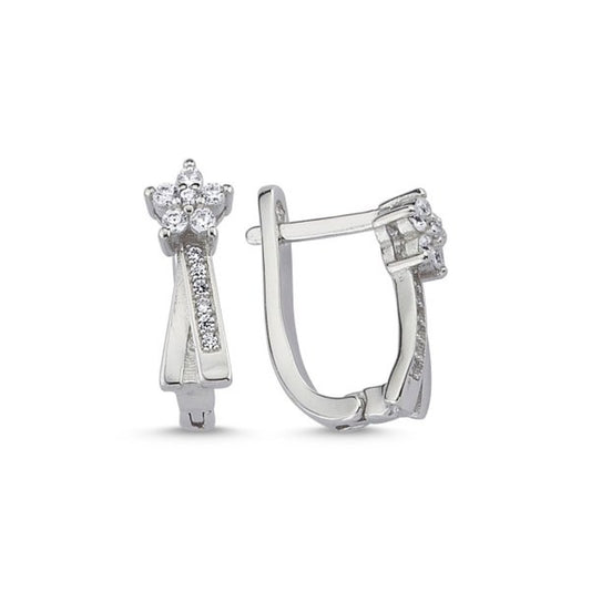 Sterling Silver Rhodium Plated English Lock Earrings