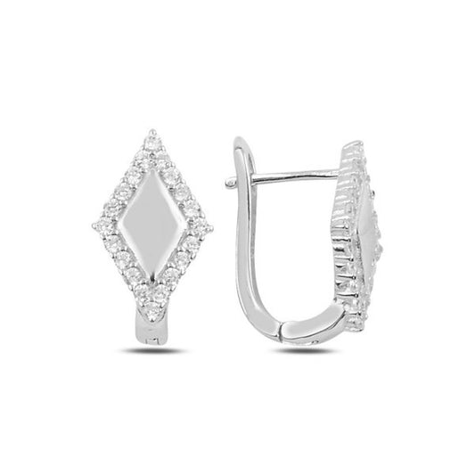 Sterling Silver Rhodium Plated English Lock Earrings