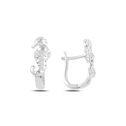 Sterling Silver Rhodium Plated English Lock Earrings