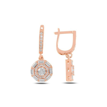 Sterling Silver Rose Gold Plated English Lock Earrings