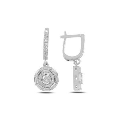 Sterling Silver Rhodium Plated English Lock Earrings