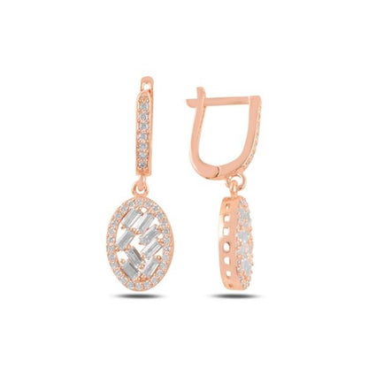 Sterling Silver Rose Gold Plated English Lock Earrings