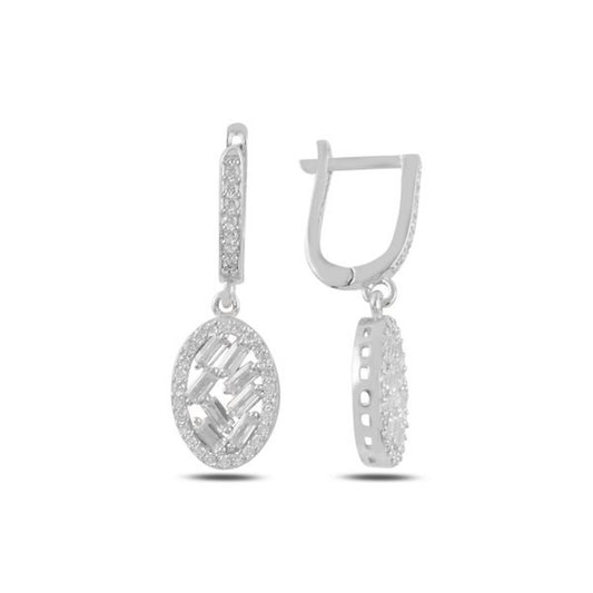 Sterling Silver Rhodium Plated English Lock Earrings