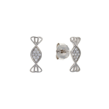 Sterling Silver Rhodium Plated CZ Candy Studs