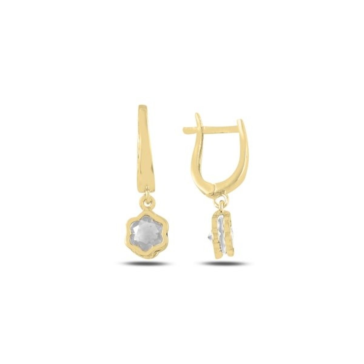 Scandinavian Silver Gold Plated CZ English Lock Earrings