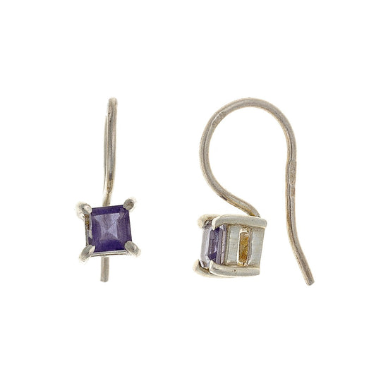 Sterling Silver Square Iolite Drop Earrings